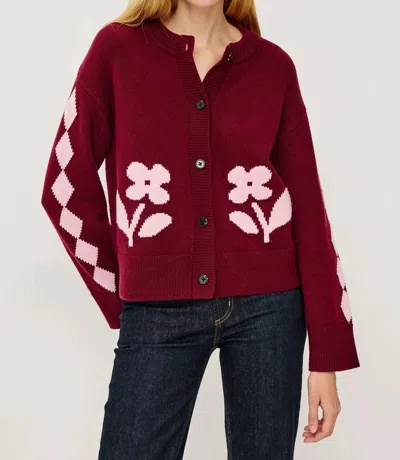 Rails Mavie Cardigan Sweater In Garnet Daisy In Burgundy