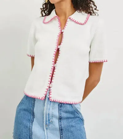 Rails Maliah Short-sleeve Knit Cardigan In Ivory With Hibiscus In Neutral