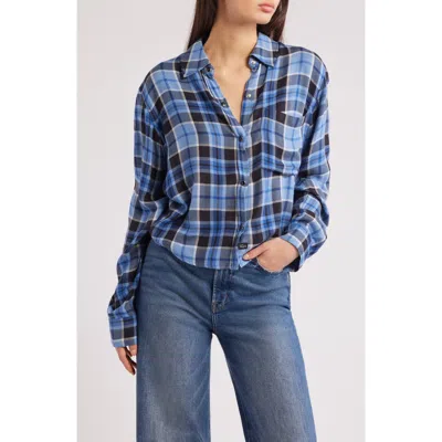 Rails Malin Windowpane Plaid Snap-up Shirt In Blue