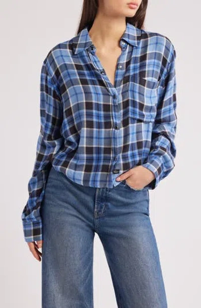 Rails Malin Windowpane Plaid Snap-up Shirt In Brown
