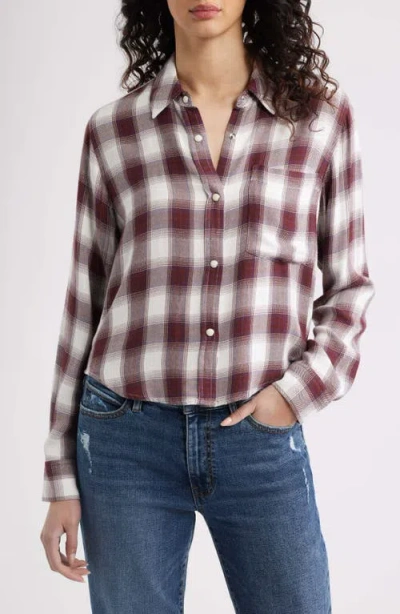 Rails Malin Windowpane Plaid Snap-up Shirt In Brown