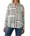 Rails Mara Button Down Blouse In Patchwork Stripe In White