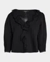 Rails Mare Ruffle Cotton Button-up Top In Black