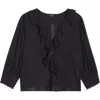 Rails Mare Ruffle Cotton Button-up Top In Black