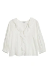 Rails Mare Ruffle Cotton Button-up Top In White