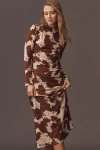 Rails Margaret Long-sleeve Mesh Midi Dress In Brown
