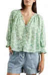 Rails Mariah Floral Print Smocked Linen Blend Top In Multi