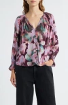 Rails Mariah Floral Smocked Button-up Peasant Top In Multi