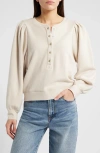 Rails Mariana Cotton French Terry Henley Sweatshirt In Sand