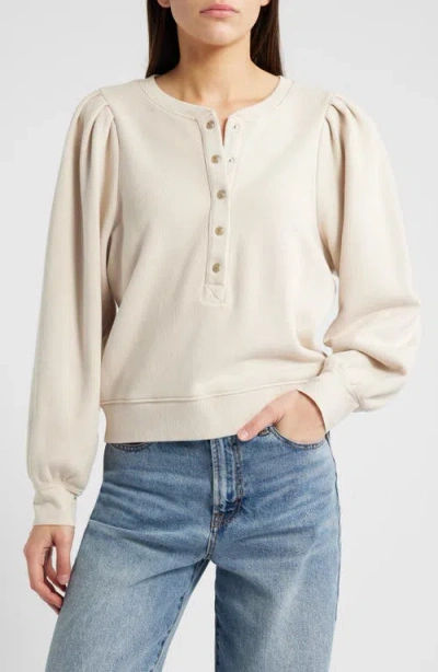 Rails Mariana Cotton French Terry Henley Sweatshirt In Sand