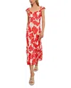 Rails Marigold Floral Flutter Sleeve Midi Dress In Scarlet Hibiscus