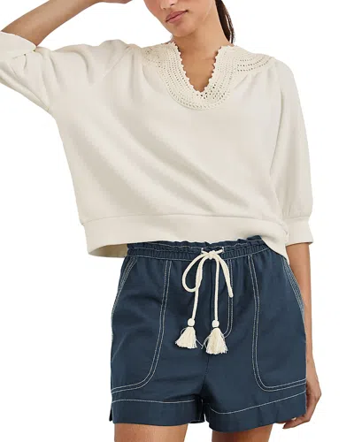 Rails Mariposa Crochet Trim Split Neck Top In Blue