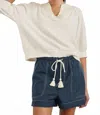 Rails Mariposa Crochet Trim Split Neck Top In Neutral