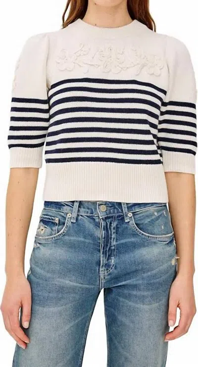 Rails Martha Sweater In Ivory Navy Floral Stripe In Neutral