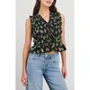 Rails Martine Floral Smocked Ruffle Crop Top In Dark Amaryllis
