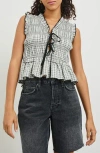 Rails Womens Ivory Jet Gingham Martine Checked Cotton-blend Poplin Top In Multi