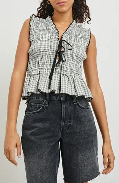 RAILS RAILS MARTINE GINGHAM SMOCKED RUFFLE CROP TOP