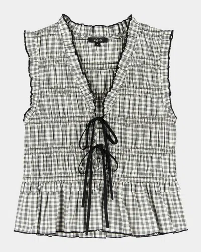 RAILS MARTINE GINGHAM TIE-FRONT BLOUSE