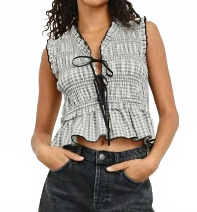 Rails Womens Ivory Jet Gingham Martine Checked Cotton-blend Poplin Top