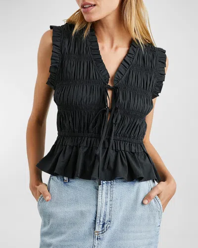 Rails Martine Shirred Peplum Blouse In Black