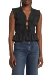 Rails Martine Shirred Peplum Blouse In Black