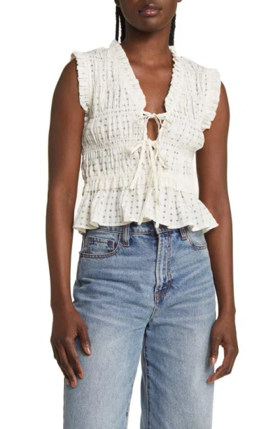 RAILS MARTINE SMOCKED RUFFLE CROP TOP