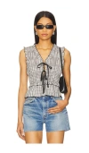 Rails Martine Gingham Smocked Ruffle Crop Top In Black