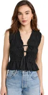 Rails Martine Shirred Peplum Blouse In Black