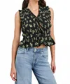 Rails Martine Floral Smocked Ruffle Crop Top In Black