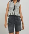Rails Martine Gingham Smocked Ruffle Crop Top In Gray