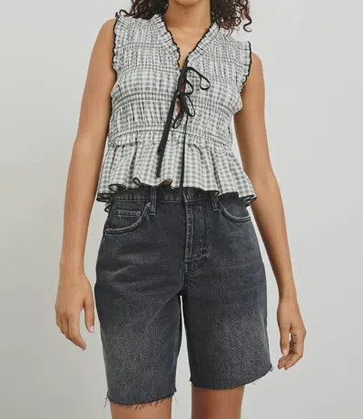Rails Womens Ivory Jet Gingham Martine Checked Cotton-blend Poplin Top