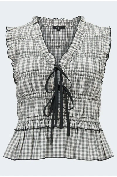 Rails Martine Top In Ivory Jet Gingham In Black&#47;multi
