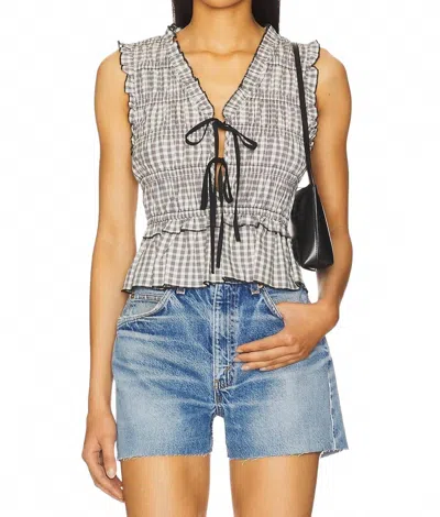 Rails Martine Top In Ivory Jet Gingham In Blue
