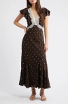 Rails Mattia Lace Trim Polka Dot Maxi Dress In Black