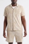 Rails Maverick Bandana Print Textured Knit Camp Shirt In Neutral