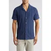 Rails Maverick Textured Knit Camp Shirt In Blue