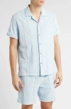 Rails Maverick Textured Knit Camp Shirt In Coastal Blue