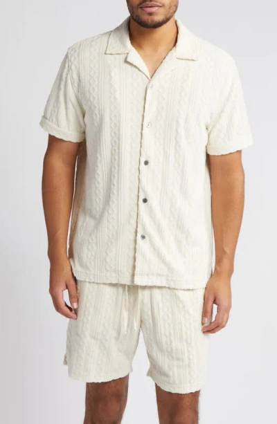 Rails Maverick Textured Knit Camp Shirt In Ecru