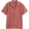 Rails Maverick Textured Knit Camp Shirt In Faded Red