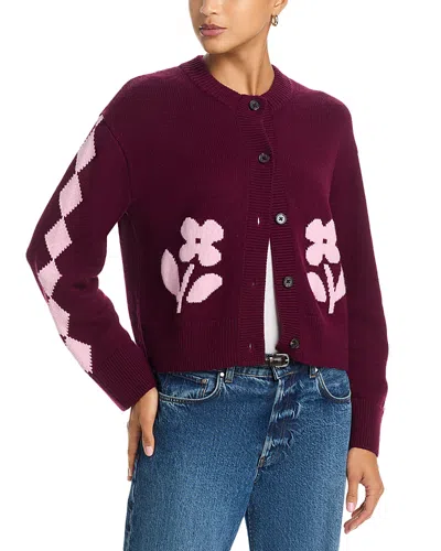 Rails Mavie Intarsia Floral Cardigan In Red