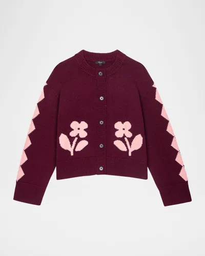 Rails Mavie Floral Diamond Cardigan In Pink