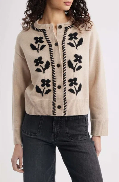Rails Mavie Intarsia Floral Cardigan In Animal Print