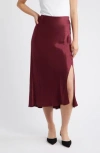 Rails Maya Side Split Satin Skirt In Burgundy