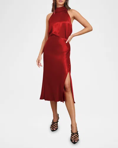 Rails Maya Satin Midi Skirt In Scarlet