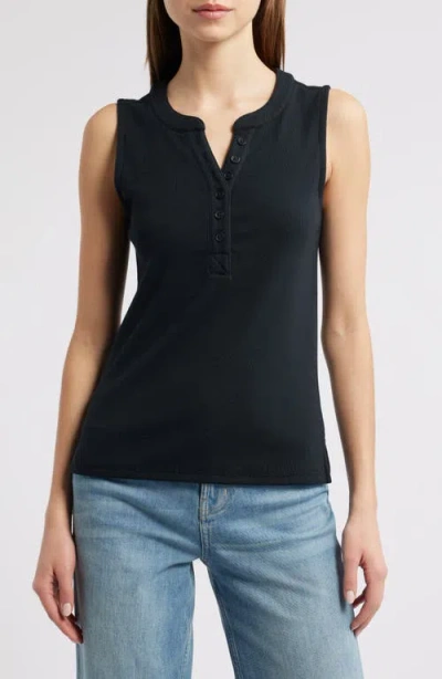 Rails Mayla Rib Henley Tank In Black