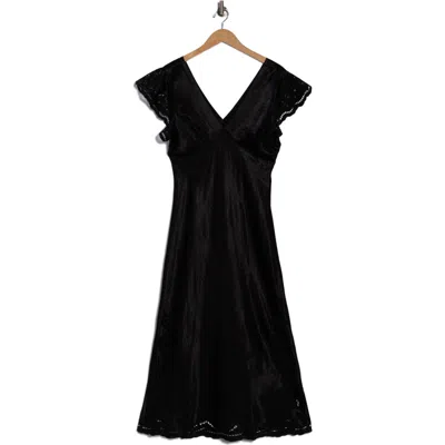 RAILS RAILS MCKENNA LACE TRIM SATIN MIDI DRESS