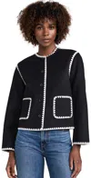 Rails Melanie Embroidered Detail Wool Blend Jacket In Black