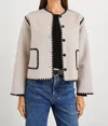 Rails Melanie Embroidered Detail Wool Blend Jacket In White