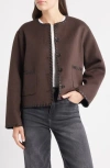 Rails Melanie Leather Whipstitch Wool Blend Jacket In Multi