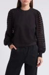 Rails Melody Open Stitch Sleeve Sweatshirt In Black